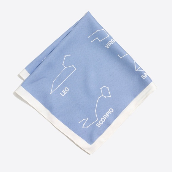 J.Crew Zodiac Horoscope Poly Square Handkerchief Scarf - Picture 2 of 3